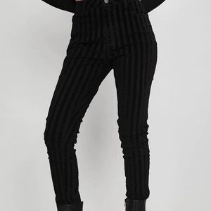 DOLLS KILL- Widow- Black pants velvet stripes Large